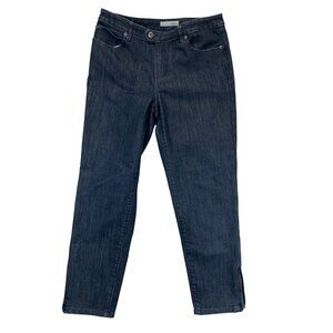 Chicos Platinum Denim Jeans Womens Size 1 Blue Straight-Leg Dark Wash‎